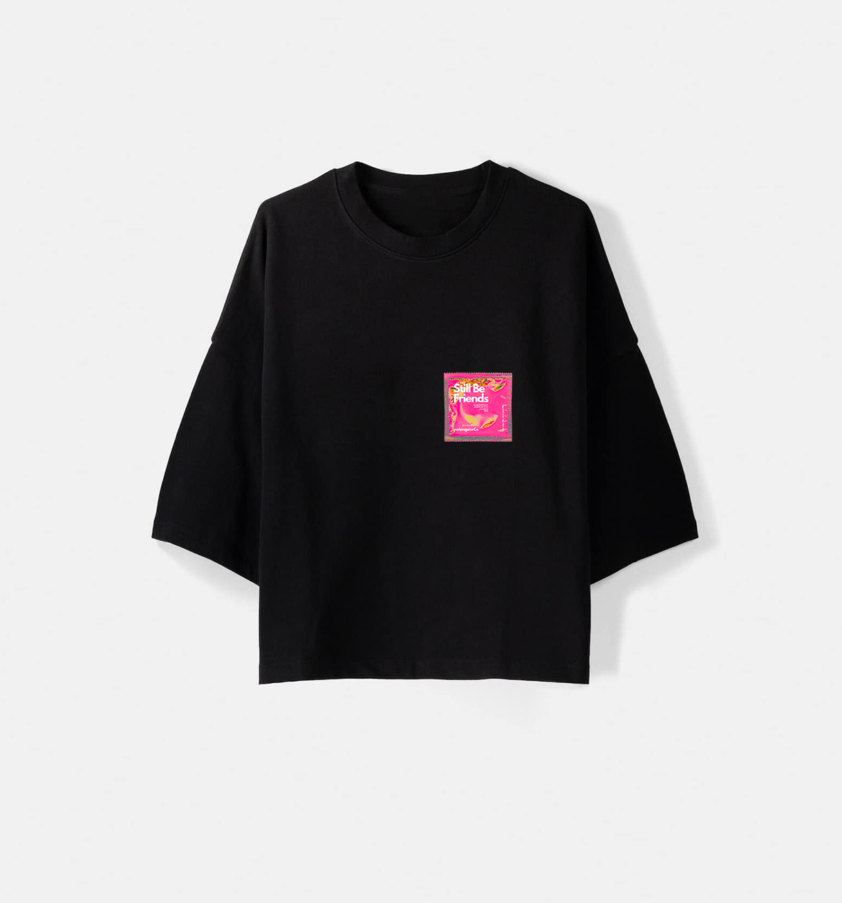 Still be friends condom siyah midi tişört