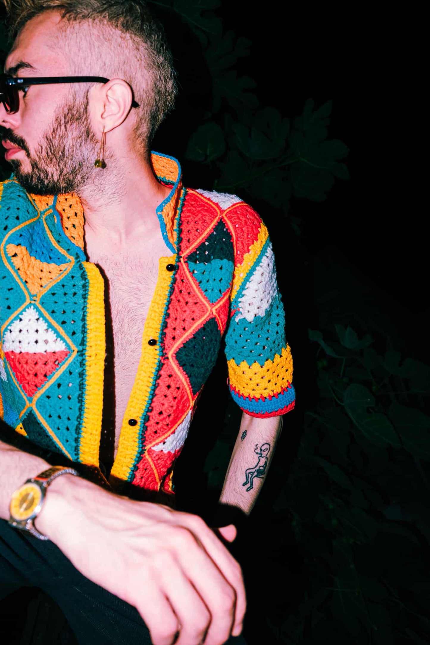 Örgü colorful but desenli gömlek - melongeneCo