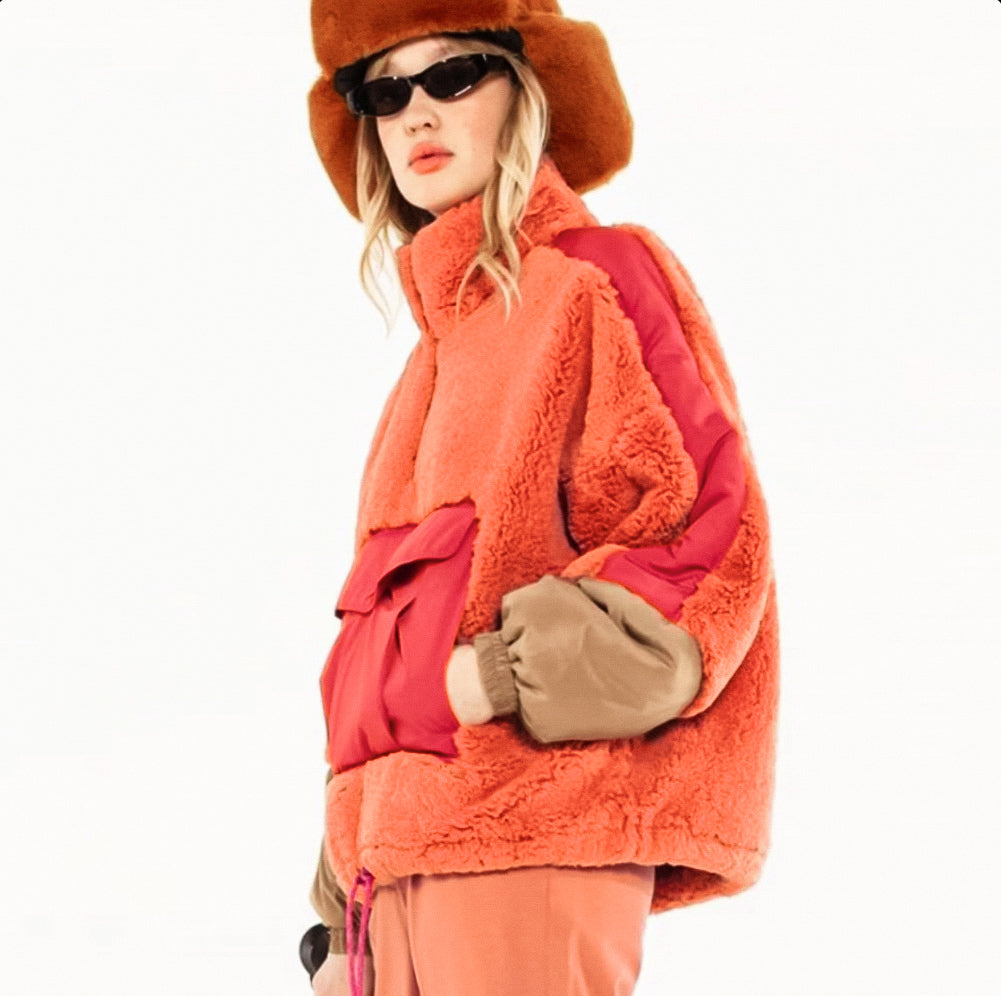 Somon veya tarçın welsoft color blok sweatshirt