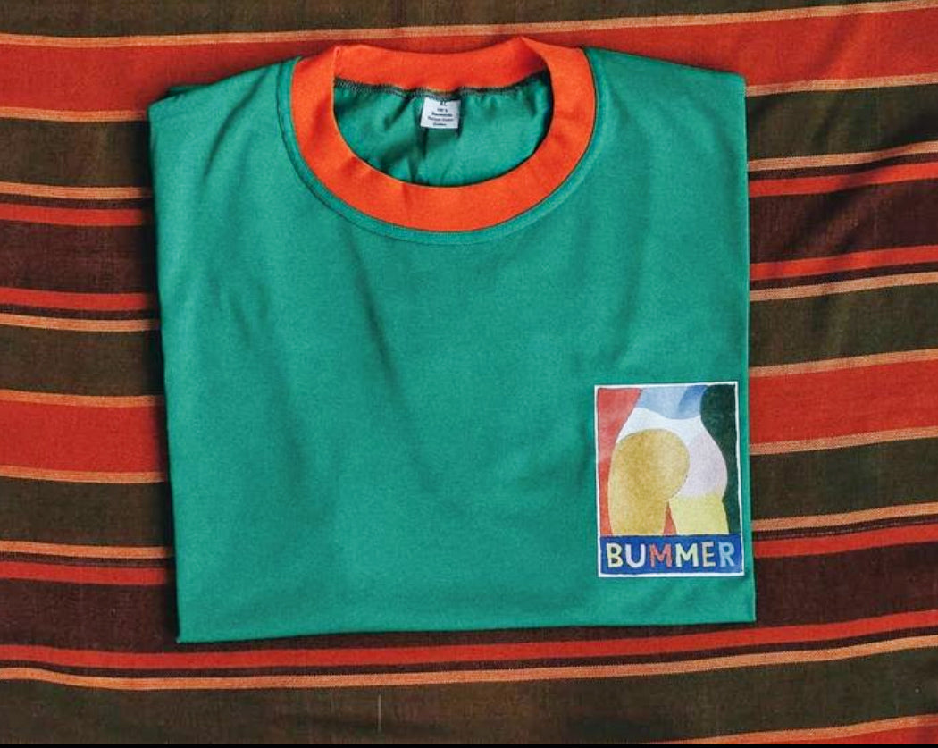 Turuncu yeşil oversize tişört / bummer - melongeneCo