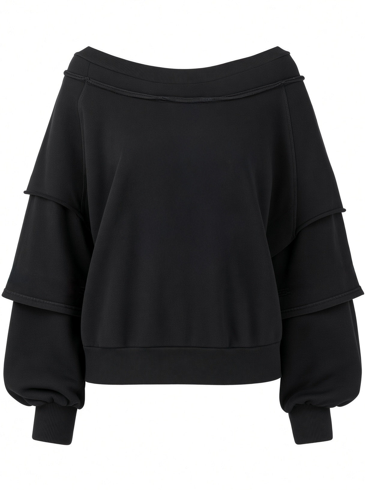 Kat kat katlanabiliriz geniş yaka midi boy sweatshirt