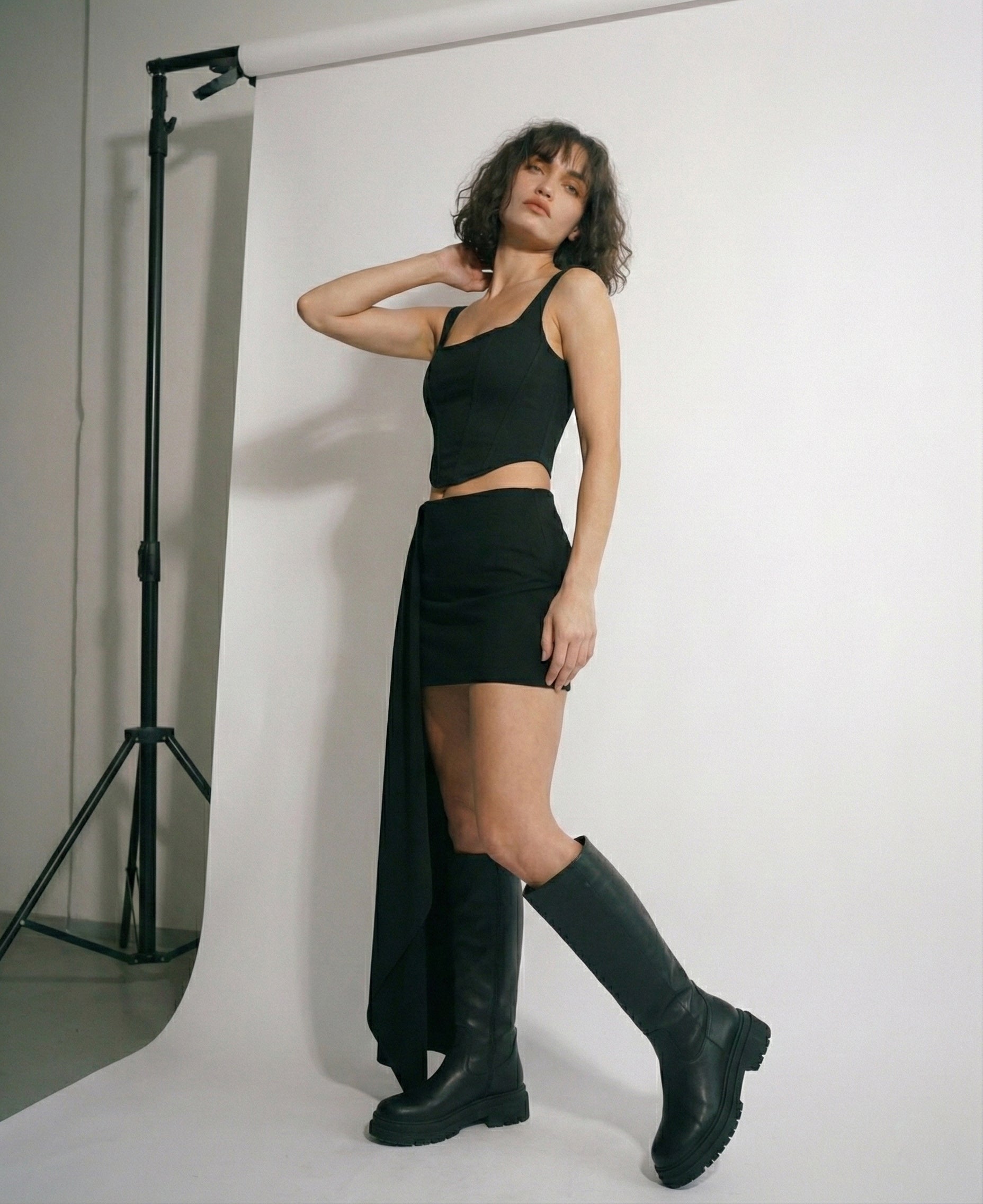 Siyah özel tasarım midi etek - melongeneCo