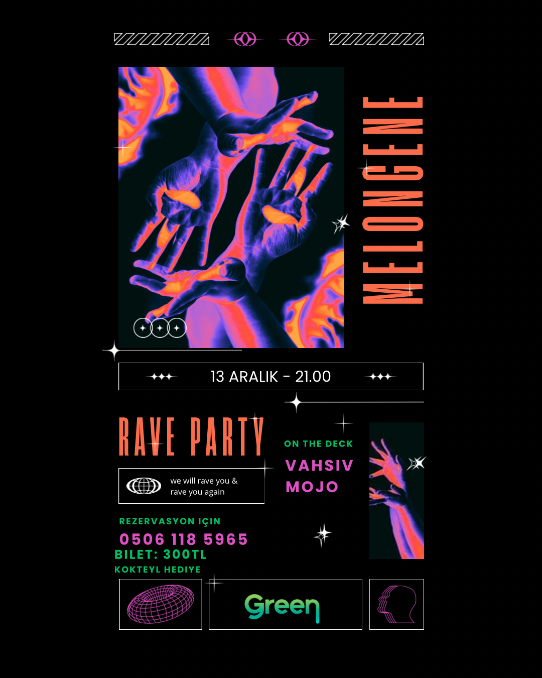 Melonjen rave party at green pub