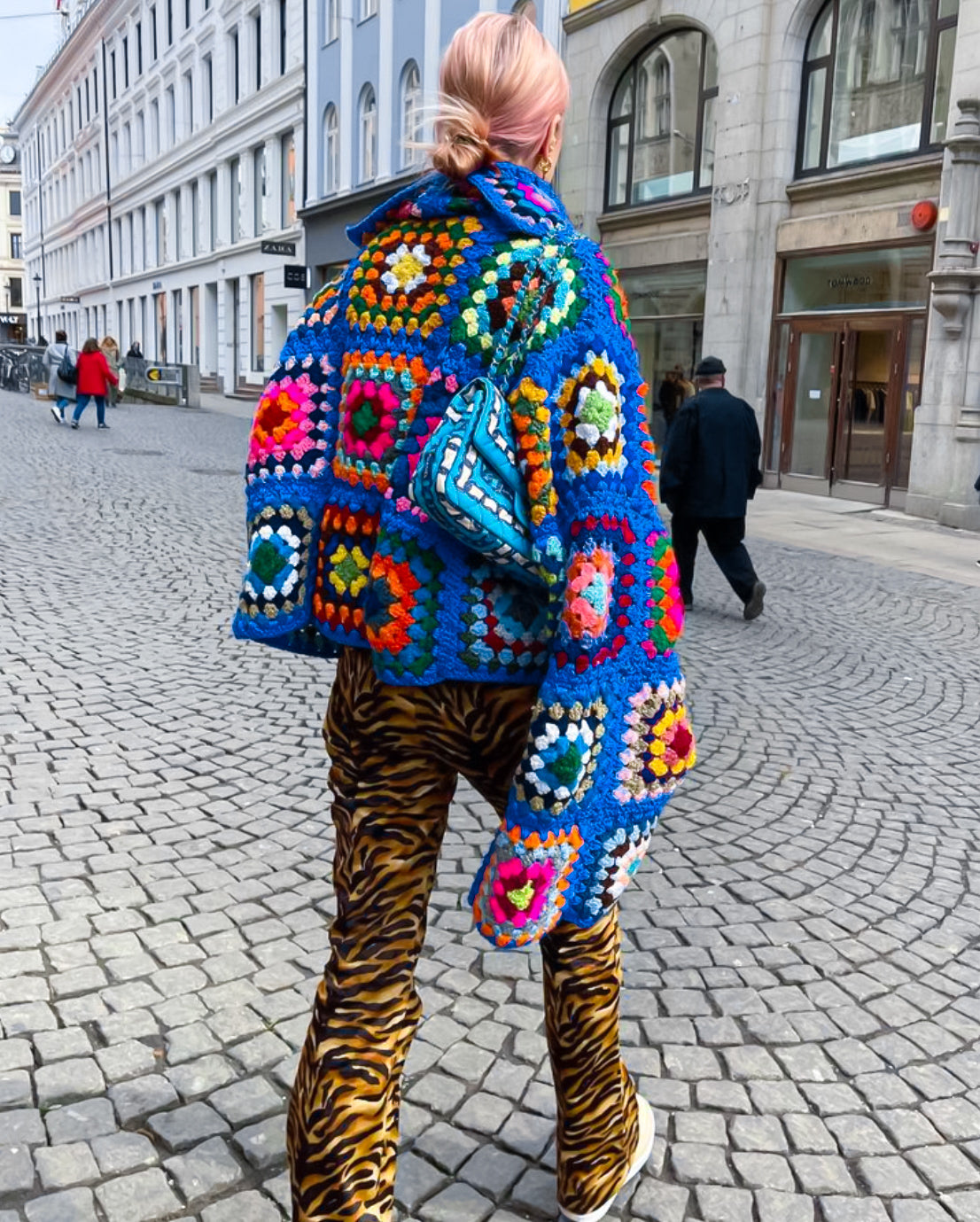 Örgü kareler morcivert kazak - melongeneCo