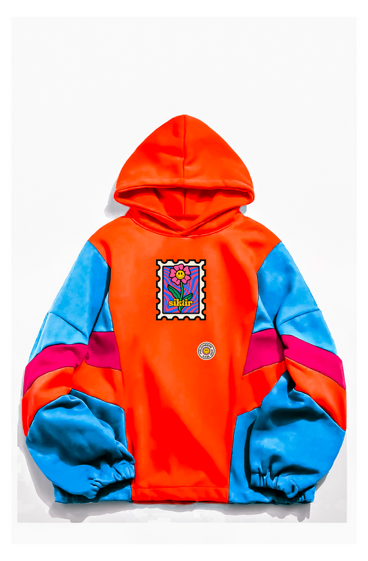 Siktir” desenli tasarım Oversize çok renkli sarı sweatshirt hoodie - melongeneCo