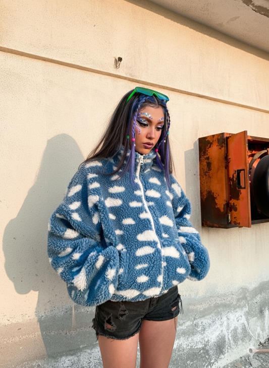 Bulutlu crop peluş ceket