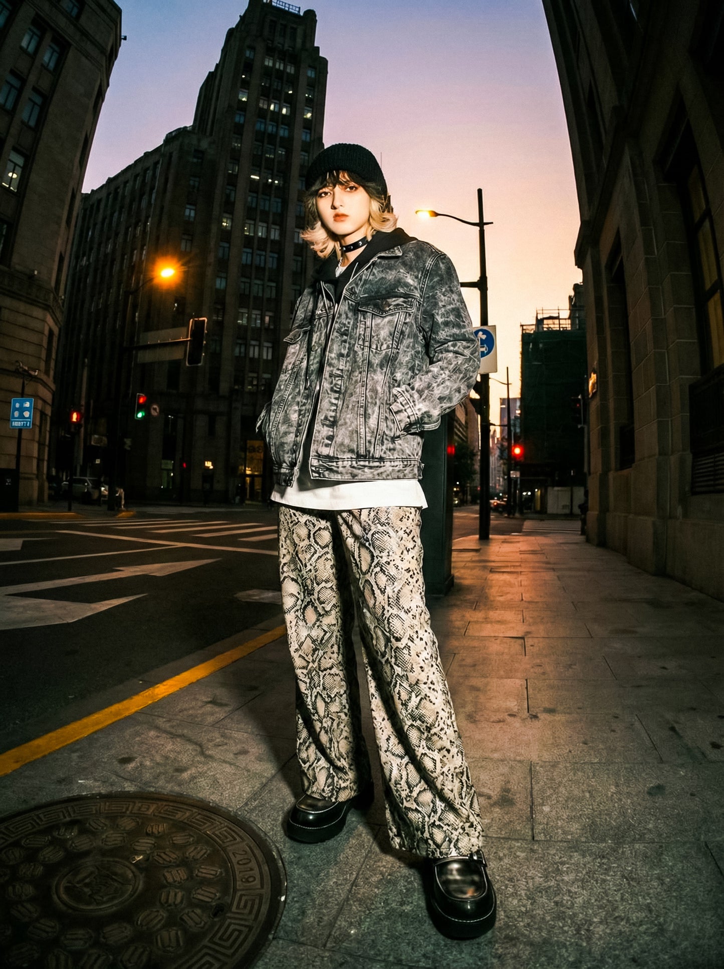 Leopar desen ince geniş paça pantolon - melongeneCo