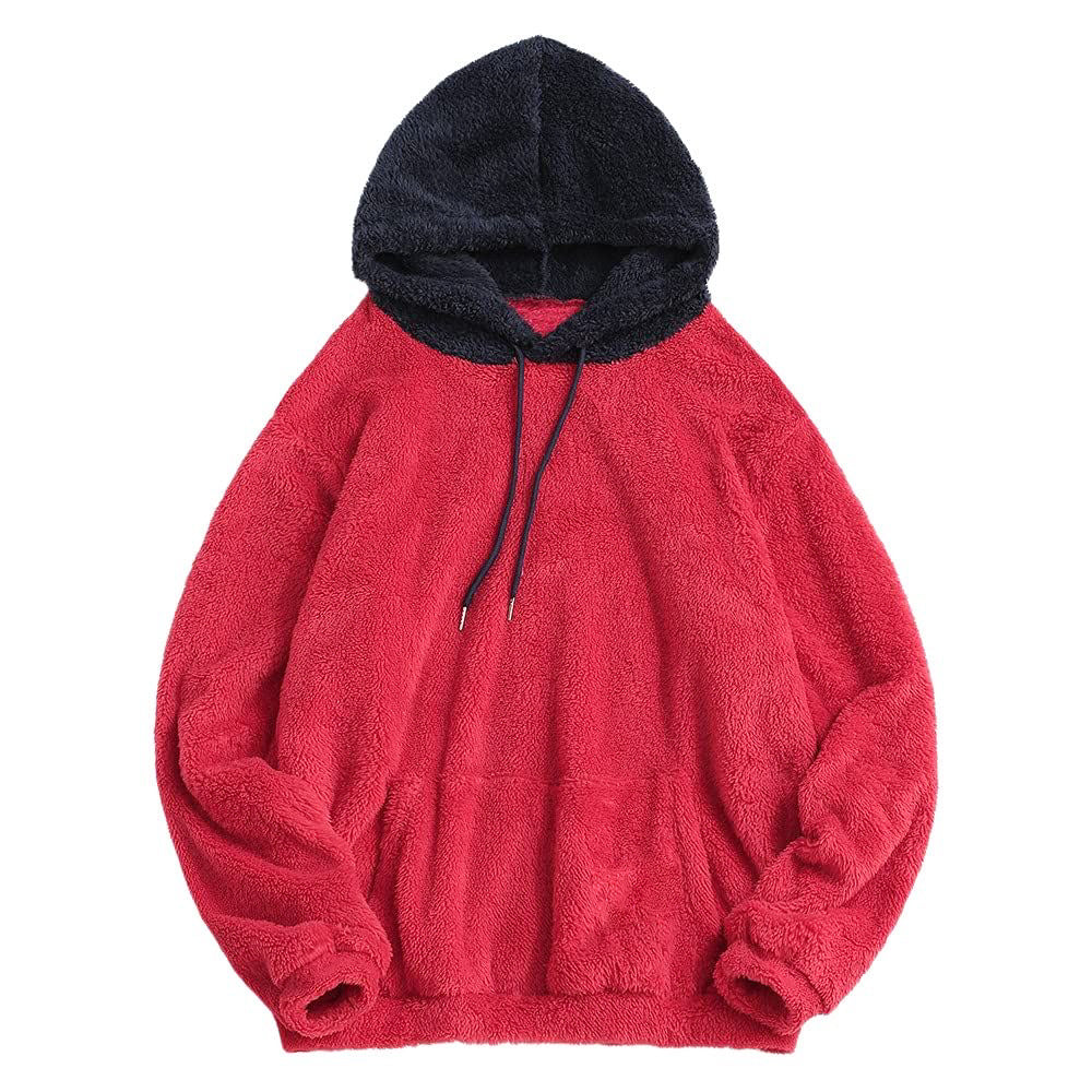 Red & Black welsoft fluffy hoodie - melongeneCo