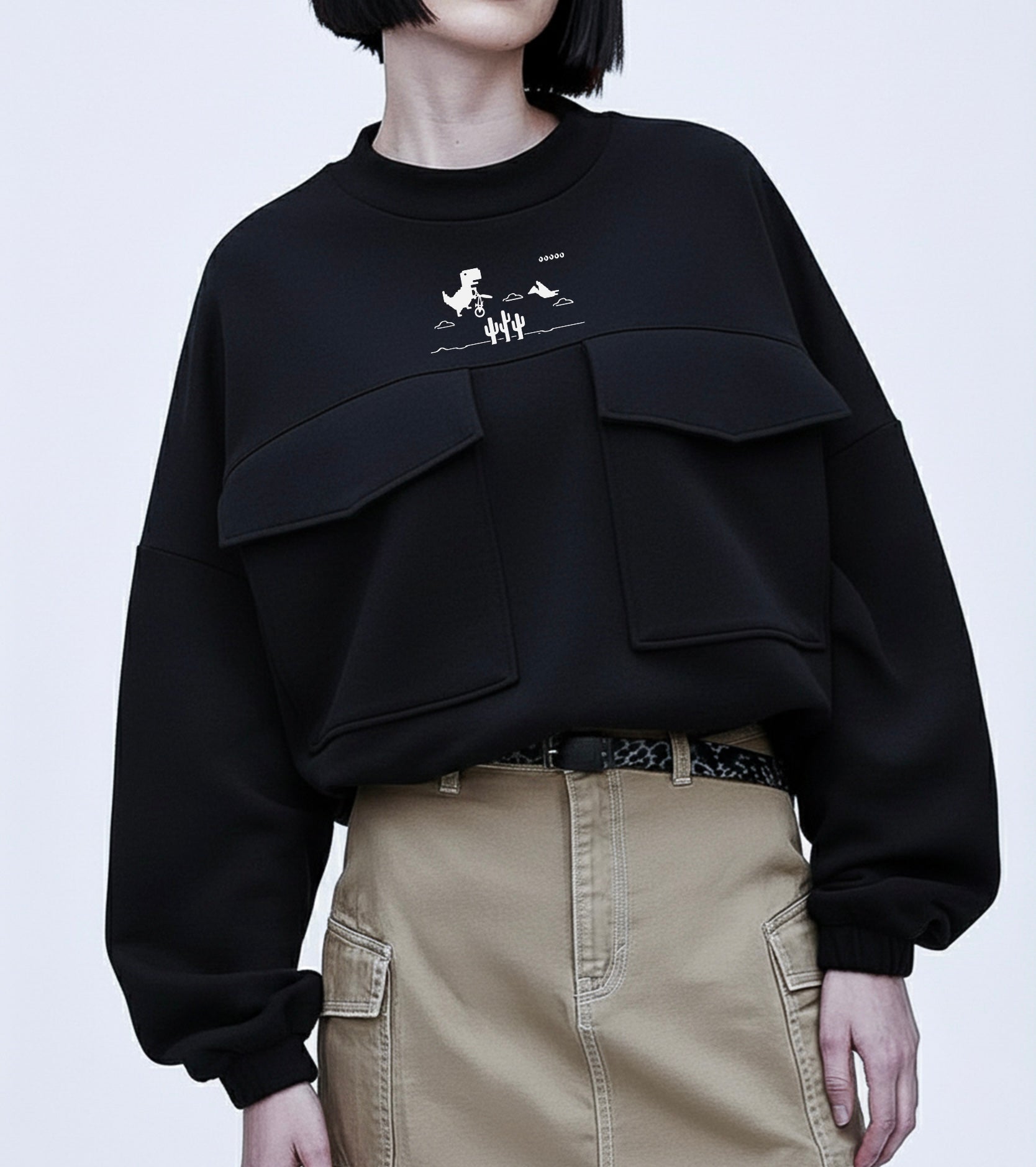 siyah midi sweatshirt - melongeneCo