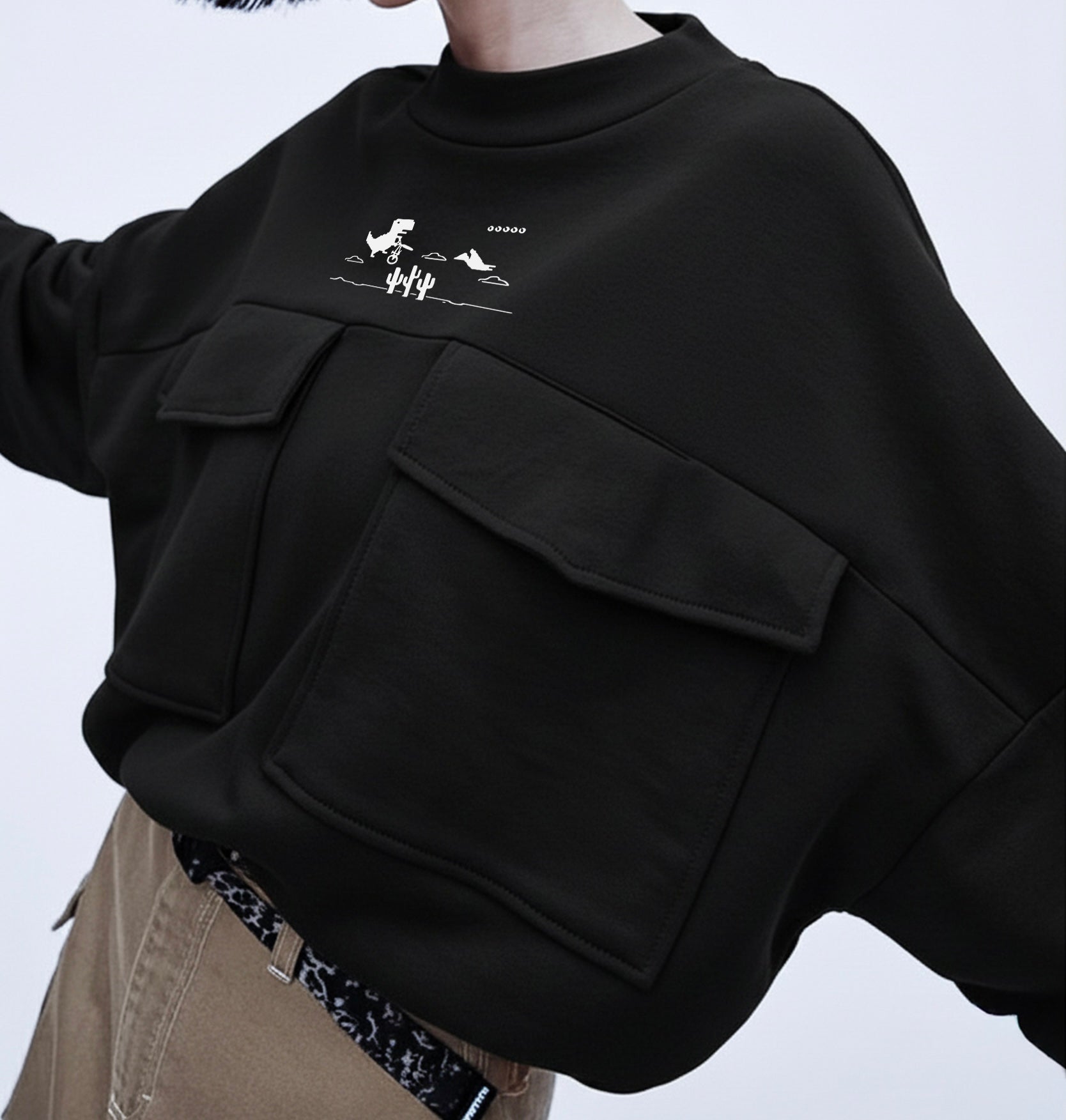 siyah midi sweatshirt - melongeneCo