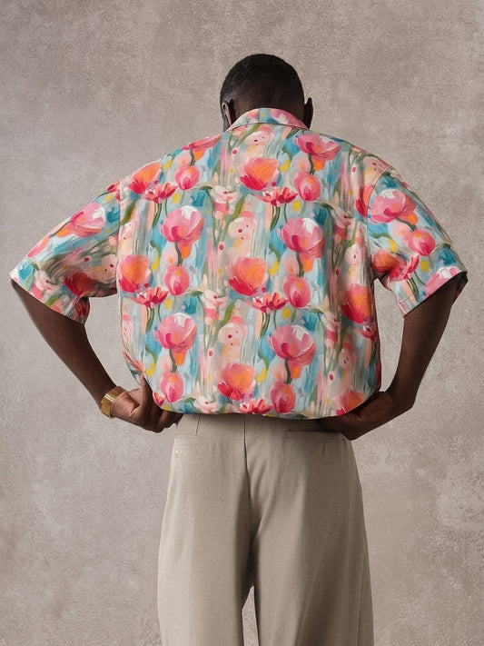 Bana bazı laleler aldım oversize midi gömlek