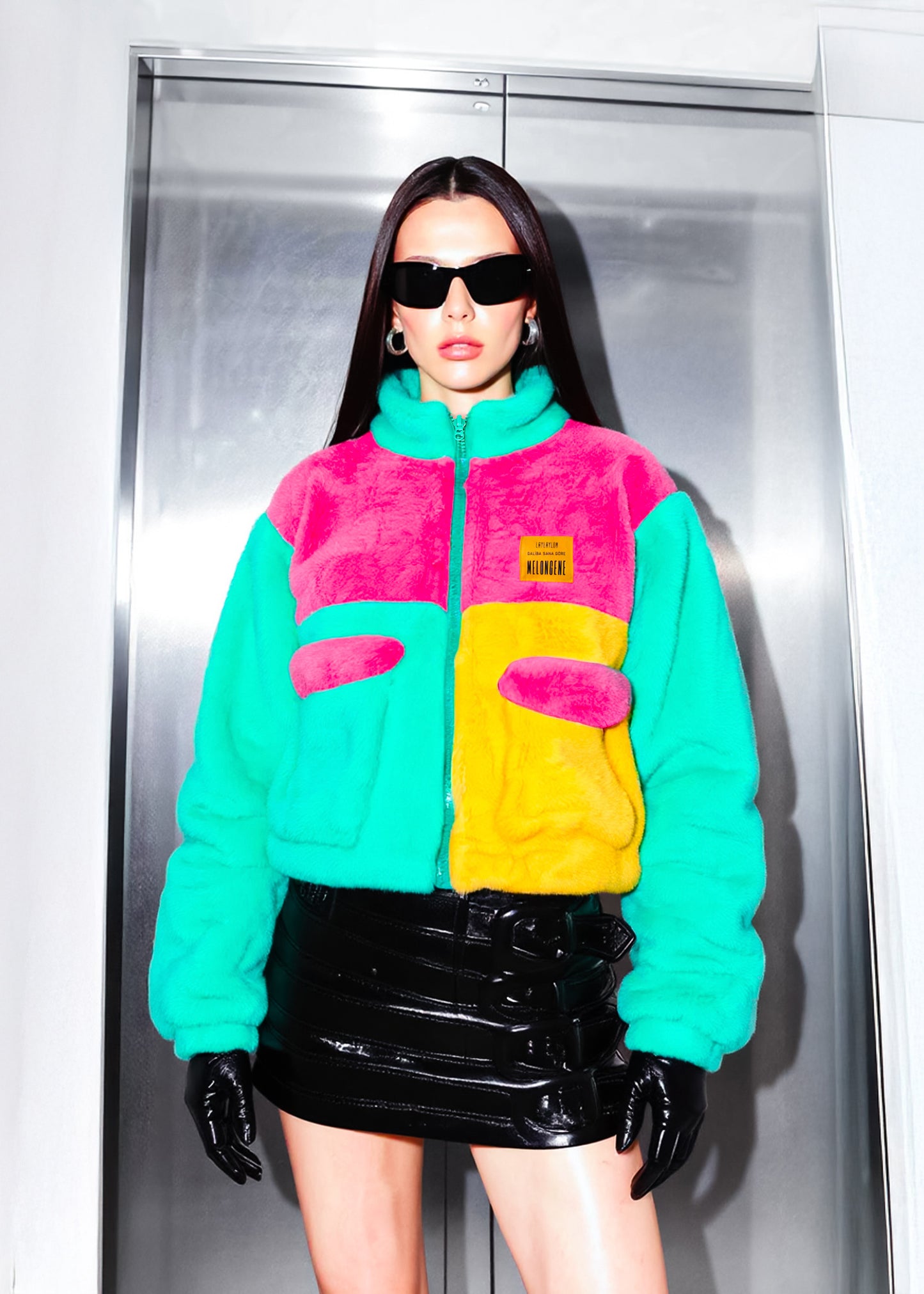 Mint & renkli crop welsoft polar ceket - melongeneCo