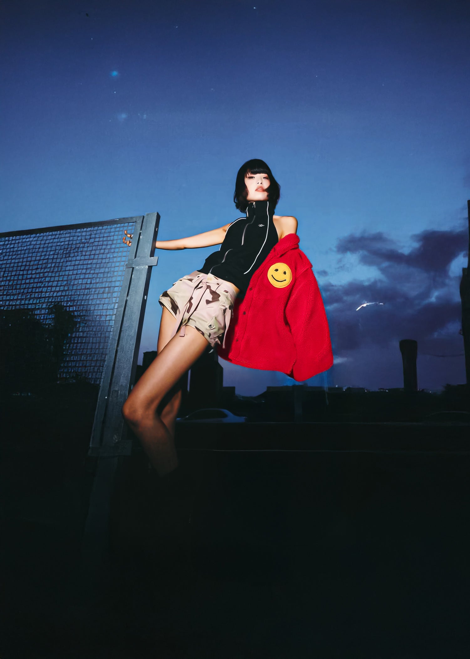 Smiley faces emoji Kırmızı welsoft ceket | melongeneCo