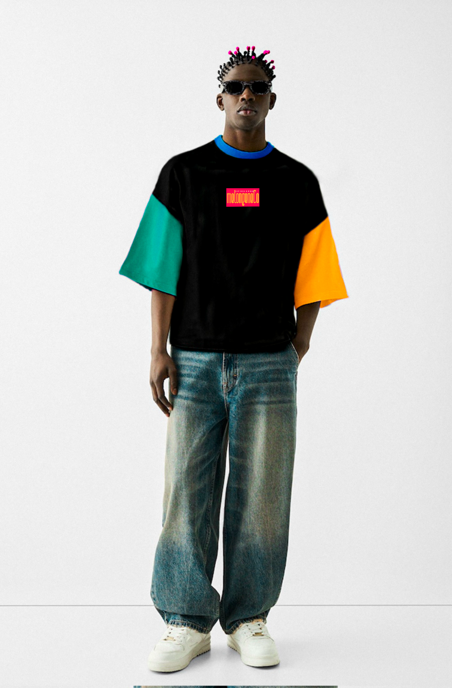 Seni nasıl severim? -rengarenk / siyah oversize midi tasarım tişört - melongeneCo