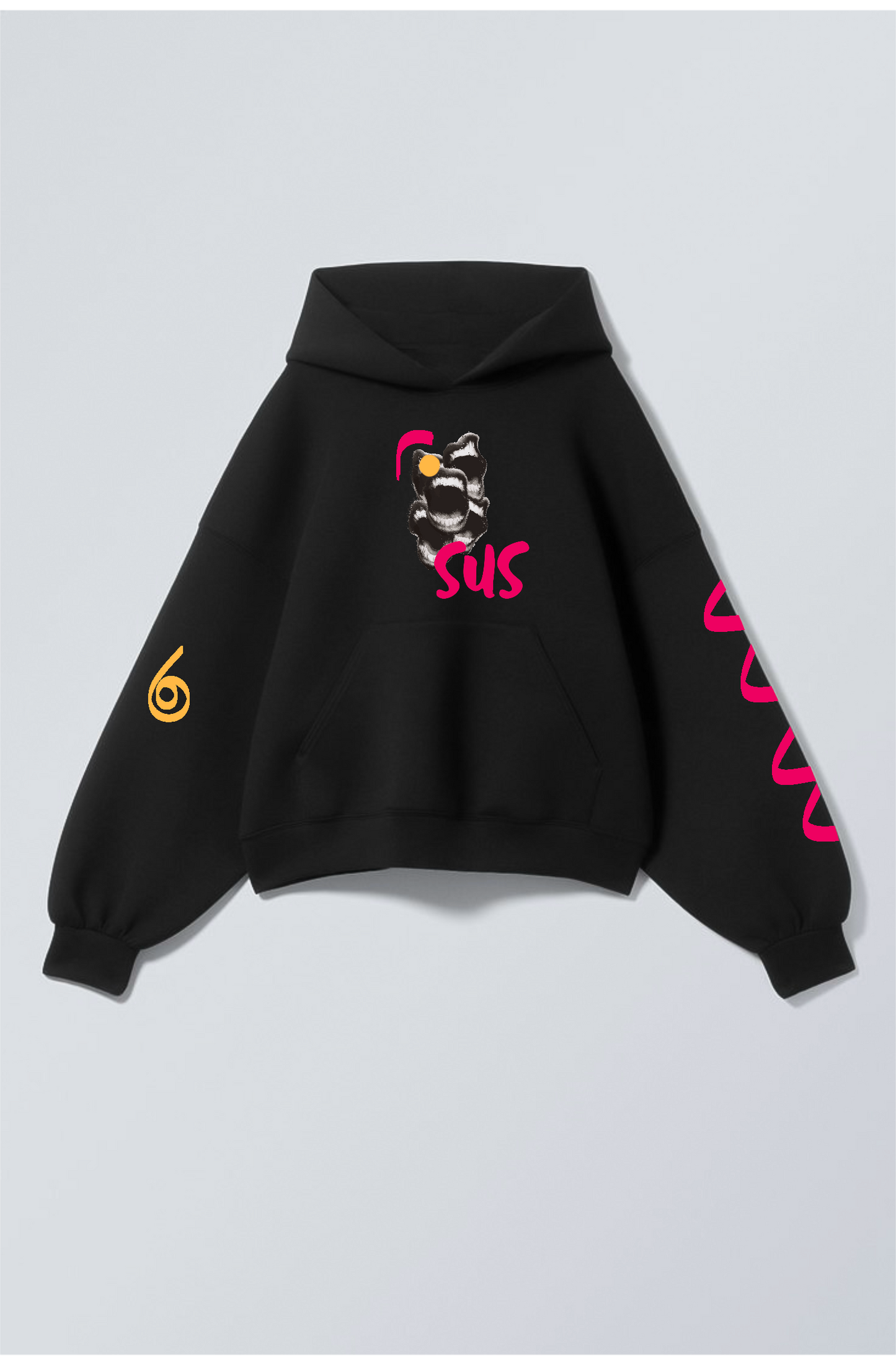 “Sus artık” çığlığı Oversize midi crop siyah sweatshirt hoodie - melongeneCo